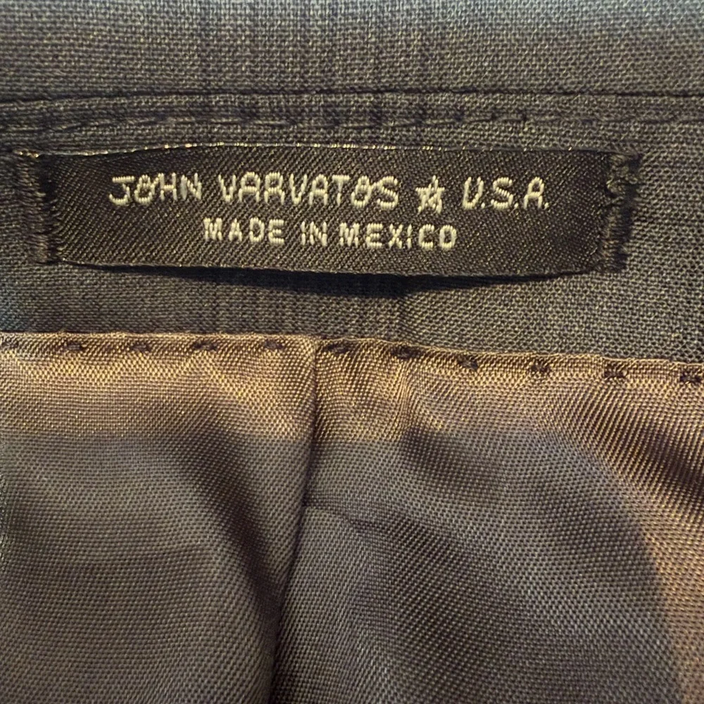 John Varvatos Window Pane Plaid Gray Wool Blend 2 Button Blazer 48‎ Long